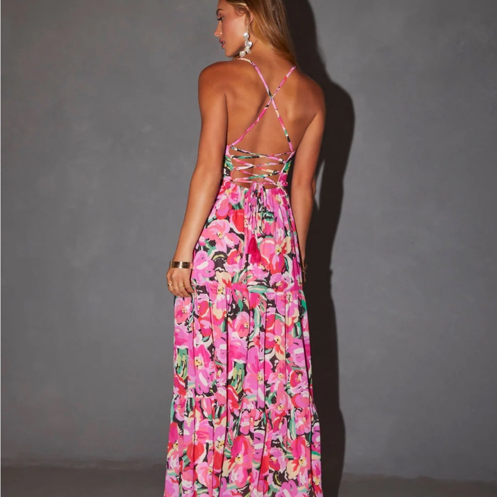 Vici Pink Floral Maxi Dress Size S - Picture 2 of 3